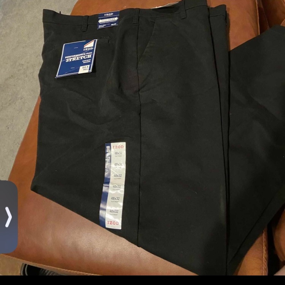 NWT! IZOD Men's Black Stretch Pants 48x32
